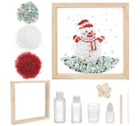 WEBEEDY Christmas Ornaments Snowman Sea Glass Resin Kit DIY Sea Glass Art Kit with Instruction for Adults Sea Glass Snowman Art Photo Frame Gift Christmas Home Desktop Wall Decoration(20x20 cm)