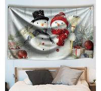 WEBEEDY Christmas Snowman Tapestry Wall Hanging Snow Xmas Ball Wall Tapestry Backdrop for Bedroom Living Room Home Decor Christmas Party Decor Gift Photo Photography Background, 180x110cm