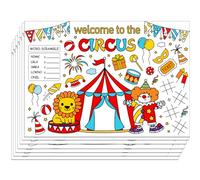 WEBEEDY Circus Carnival Paper Placemats Colouring Table Cloth Sheets 30 Pcs Birthday Party Coloring Sheets Bulk Paper Mats for Home Kitchen Restaurant Christmas Party Decorations Supplies, 40x28 cm