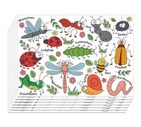 WEBEEDY Coloring Activity Paper Placemats 30 Pcs Cartoon Animals Coloring Poster Including Dragonfly Bees Ants, Table Place Mats for Home Kitchen Birthday Party Decoration, 40x28 cm