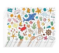 WEBEEDY Coloring Placemats Ocean Crafts 30 Pcs Marine Coloring Sheets Bulk Dining Table Paper Mats for Home Kitchen Table Decorations Birthday Holiday Party Summer Activities, 40x28 cm