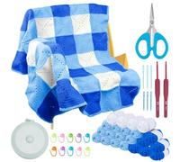 WEBEEDY Complete Blanket Crochet Kit for Beginners, Granny Squares Crochet Blanket Kit with Video Tutorials, Crochets Hook, Yarn, for Adults Easy Knitting Christmas Craft Decor Gifts