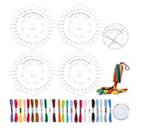 WEBEEDY Complete Kumihimo Braiding Kit 4 Pcs Flower Shaped Acrylic Kumihimo Disk with 12 Colors Thread Bracelet Making Kit for Friendship Weaving Bracelets Jewelry Crafting Supplies Gifts