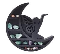 WEBEEDY Crescent Moon Shelf Crystal Shelf Display Wall Mounted Rack Decor Centerpiece Wooden Storage Rack for Crystals, Stones, Essential Oil, Christmas Decor Wall Hanging, Unique Gift for Women