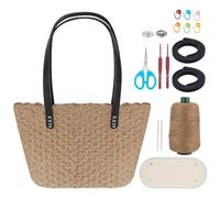 WEBEEDY Crochet Bag Kit for Adults Beginners, Crochet Tote Bag Set with Video Tutorials, Leather Base & Strap, Hook, Complete DIY Handbag Making for Women Christmas Handmade Summer Beach Craft Gift