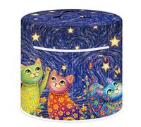 WEBEEDY Cute Cat Print Pressure Cooker Dust Cover, Starry Sky Waterproof Kitchen Appliance Covers 6 Quart with Pocket & Handle, Air Fryer Rice Cooker Decorative Dust Cover