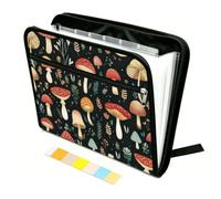 WEBEEDY Cute Mushroom Leaves A4 Expanding File Folder 13 Pockets Accordion Folders Document Organiser with 12 Color Labels and Zipper, Portable Expandable File Folder for Photo Letter Back to School