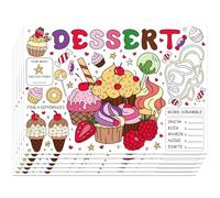WEBEEDY Dessert Theme Coloring Paper Placemats 30 Pcs Coloring Activity Sheets Paper Mat Dining Table Placemat for Home Kitchen Table Decorations Birthday Holiday Party Activities, 40x28 cm