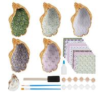 WEBEEDY DIY 5 Sets Oyster Shell Jewelry Tray Ring Display Holder Shell Wicker Pattern Trinket Dish Jewelry Organizer Crafti Kit for Adults