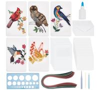 WEBEEDY DIY Bird Quilling Greeting Card Sets with 20 PCS Blank Cards,36 Colors Strips,Paper Quilling Tools and White Emulsion Greeting Card DIY Quilling Supplies for Birthday Party Gifts