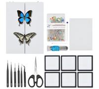 WEBEEDY DIY Butterfly Specimen Kit, Complete Entomology Insect Pinning Kit | with Foam Pinning Board, 20 Wings Pressing Papers, Entomology Pins, 6 Insect Display Cases and Tools, for Beginner & Biology