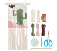 WEBEEDY DIY Cactus Macrame Kit for Beginners DIY Macrame Wall Hanging Craft Set Boho Cactus Macrame Tapestry Wall Decor with 56m Cotton Cord Supplies for Home Room Decor, 20x60cm