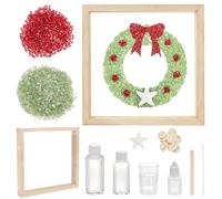 WEBEEDY DIY Christmas Wreath Sea Glass Resin Art Kit for Adults - Modern Resin Wreath Art Kit with Photo Frame - Non-Foldable