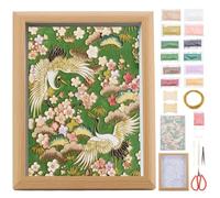 WEBEEDY DIY Cloisonne Enamel Paint by Numbers Kit for Beginners, DIY Handmade Crane and Scenery Home Decoration Painting Frame for Chinese Cloisonne Enamel Art Home Office Decor Gift