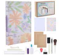 WEBEEDY DIY Coptic Stitch Book Binding Kit for Beginners, Complete Bookbinding Kit to Make Your Own A5 Notebook, Journal, Diary, with Floral Book Cover, Bone Folder, A4 Papers, Needles, Tools