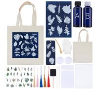 WEBEEDY DIY Cyanotype Bag Kit Include Component Sensitizer, 10 Papers, 10 Bookmarks & Tools for Cyanotype Print, Make Your Own Tote Bag Solar Printing Kit for Blueprints Outdoor Nature Craft