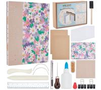 WEBEEDY DIY Journal Bookbinding Kit 58 Pcs Flower Bookbinding Starter Kits A5 Complete Book Making Kit with Thread,Sewing Needles,Paper,Paper Folding Tool for Adults Bookbinding Supplies,15X21cm