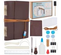 WEBEEDY DIY Leather Book Making Kit Long Cross Stitch Binding Journal Kit Handmade Genuine Leather Bound Daily Unfinished A6 Notepad for Men & Women DIY Journal Sketchbook Gifts,10X15cm