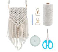 WEBEEDY DIY Macrame Bag Kit for Adults Beginners, Knotting Crossbody Bag Making Kit with Tassels, DIY Handbag Set with Video Tutorials, 3mm Macrame Cord, and Tools, Cell Phone Purse Gift for Christmas
