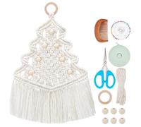 WEBEEDY DIY Macrame Christmas Tree Wall Hanging Kit Handmade Christmas Tree Decoration with Video Instruction for Adults Beginner Christmas Holiday Ornaments Kits for Wall Hanging Home Room Decor