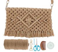 WEBEEDY DIY Macrame Cross Body Bag Kit with Video Tutorials for Adults Beginners, Brown Boho Shoulder Bag Making Kit with 3mm Macrame Cord, D-Clasp, Needles, Tools, Christmas Handmade Gift for Women