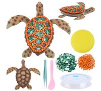 WEBEEDY DIY Mosaic Turtle Kit Create Your Own Mosaic Sea Turtle Ornaments with Crushed Shell, Glass Beads,Tool and Instruction for Adult Beginner Home Outdoor Garden Summer Party Decoration,13x12cm