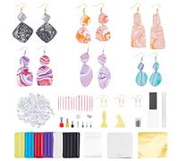 WEBEEDY DIY Polymer Clay Earring Kit with 18 pcs Clays Cutters, 6 pcs Oven Bake Clays, Polymer Clay Earrings Jewelry Making Supplies Ideal DIY Art Craft Gift for Adults