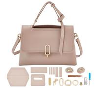 WEBEEDY DIY PU Leather Bag Making Kit DIY Purse Sewing Set with Instruction, Knitting Crochet All Materials Kits for Women Birthday Christmas Handmade Bag Gift, 26x19x9 cm (Khaki)