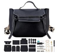WEBEEDY DIY PU Leather Purse Making Kit DIY Crossbody Bag Sewing Set with Instruction, Knitting Crochet All Materials Kits for Women Birthday Christmas Handmade Bag Gift, 30x21x13cm (Black)