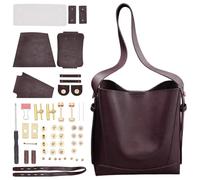 WEBEEDY DIY PU Leather Shoulder Bag Kit for Adults, Easy Handcraft Tote Bag Sewing Kit with Instruction for Women Valentine's Day Personalized Gift, 34x20x30 cm (Coffee)