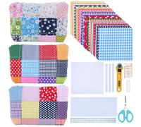 WEBEEDY DIY Quilt Tote Bag Kit for Adult Beginners Handmade Small Quilted Zip Bag Kit with Video Tutorial,50 Styles Fabrics,Quilting Tools for DIY Sewing Patchwork Craft Birthday Valentine's Day Gift