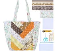 WEBEEDY DIY Quilt Tote Bag Kit for Adult Beginners Handmade Small Shoulder Bag Kit with Video Tutorial,9 Styles Fabrics,Quilting Tools for DIY Sewing Patchwork Craft Valentine's Day Gift, 26x31cm