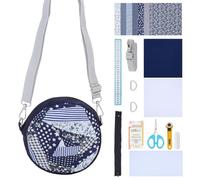 WEBEEDY DIY Quilt Tote Bag Kit for Adult Beginners Round Crossbody Bag Starter Kit with Video Tutorial,9 PCS Fabrics,Quilting Tools for DIY Sewing Patchwork Craft Birthday Valentine's Day Gift, 17cm