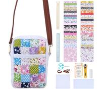 WEBEEDY DIY Quilt Tote Bag Kit for Adult Beginners Small Rectangular Crossbody Bag Kit with Video Tutorial,50 Styles Fabrics,Quilting Tools for DIY Sewing Patchwork Craft Valentine's Day Gift