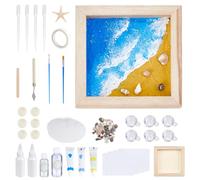 WEBEEDY DIY Sand Painting Frame Kit Create Your Own Textured Sea Art Crafts Includes Frame, Quartz Sand, Pigments & More for DIY Art Supplies Relaxing Desktop Home Office Decoration Gift (Beach Style)