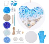 WEBEEDY DIY Sea Glass Suncatcher Ornament Handmade Heart Ocean Sea Glass Resin Hanging Kit with Instruction for Adults Beginners DIY Art Hanging Ornament Valentine's Day Beach Lovers Gift