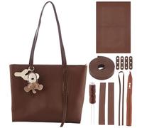 WEBEEDY DIY Shoulder Bag Making Kit PU Leather Tote Bag Sewing Kit with Pre Drilled Leather, Handbag Straps, Zipper, Large Capacity Handbag Craft for Women Travel Gift, 36x10x26cm, Brown