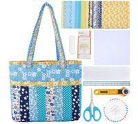 WEBEEDY DIY Small Bag Quilted Kit Handmade Rectangular Quilted Bag Starter Kit with 21 PCS Fabrics,Quilting Tools and Step-by-Step Video Tutorial for Beginners Adults DIY Sewing Patchwork Craft