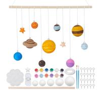 WEBEEDY DIY Solar Foam Ball Wall Hanging Kit Unpainted Hanging Solar Project Kit for Crafts Making,Solar System Model with Foam Balls Pigment Brush for Party Hanging Decor Christmas Birthday Gift