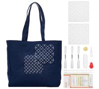 WEBEEDY DIY Tote Bag Sashiko Kit Template Set Embroidery Handbag with Instructions, Blank Canvas Tote Bag with Sashiko Template Supplies for Adult Starter Beginner Christmas Crafts, 34x31x12cm