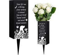 WEBEEDY Dog Cemetery Vases with Spikes Metal Memorial Vases for Graves Pet Cemetery Decorations Dog Bones Flower Butterfly Pattern Black Grave Flower Holder for Outside Pet Grave Ornaments, 8x20 cm