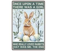 WEBEEDY Easter Bunny Rabbit Vintage Metal Tin Sign Eggs Farm Easter Day Wall Decor Signs Retro Iron Painting for Home Kitchen Cafe Pub Sign Rustic Easter Decorations Gifts,20x30cm