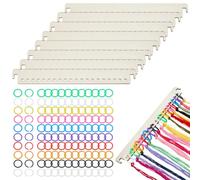 WEBEEDY Embroidery Floss Organizer Including 8 Pcs Wooden Hangers with Holes and 200 Pcs Binder Rings, Cross Stitch Thread Holder Storage, Yarn Cotton Thread Organize for Embroidery Sewing Craft