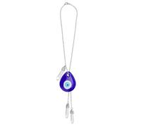 WEBEEDY Evil Eye Car Hanging Ornament Pendant Blue Evil Eye Rear View Mirror Car Charm with White Crystal Column Amulet Handmade Evil Eye Glass Protection Charms for Car Window Home Decor Unique Gift