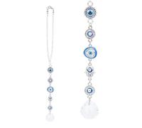 WEBEEDY Evil Eye Car Hanging Ornament Pendant Hamsa Hand Moon Crystal Amulet Pendant for Car Rear View Mirror Evil Eye Glass Protection Charms for Car Home Decor Gift of Halloween Christmas(27.5 cm)