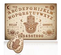 WEBEEDY Evil Eye Wood Spirit Board with Planchette Hamsa Hand Wooden Talking Boards, Yes or No Pendulum Decision Maker Divination Boards Witchboard Gift for Halloween Christmas Party