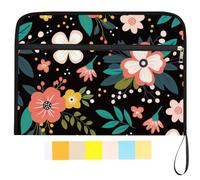 WEBEEDY Expanding File Folder with 13 Pockets Boho Flowers Paperwork Organiser Expandable File Folders for Documents, with 12 Color Labels, for Photos Letter Travel Office, Back to School Supplies, A4