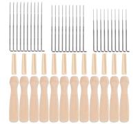 WEBEEDY Felting Needles Set 3 Sizes Poking Felting Needle Pen with 12pcs Wooden Punch Needle Holder Handles for Wool Felting Tool Felters Beginners Crafts Supplies