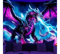 WEBEEDY Fire-Breathing Dragon Blacklight Wall Tapestry UV Reactive Glow In The Dark Poster Backdrop, Cool Dragon Tapestry Wall Hanging Decor for Bedroom Living Room Halloween Home Decor, 150x130cm