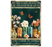 WEBEEDY Flower Butterflies Metal Tin Sign I See Trees of Green Red Roses Too Sign Thick Tinplate Print Poster for Home Yard Coffee Forest Room Wall Decor,20 x 30cm/ 8x12 Inches